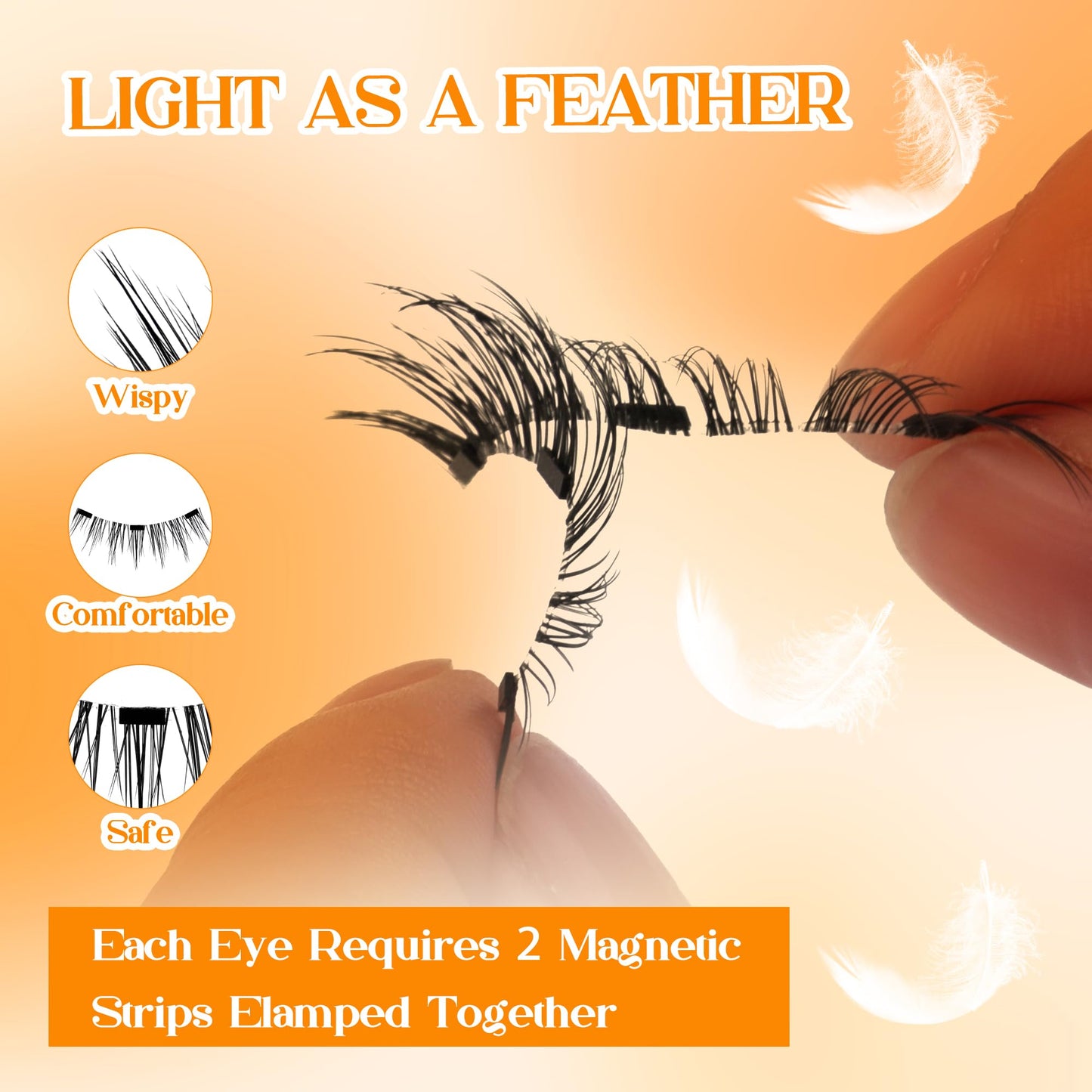 GEMERRY Magnetic Eyelashes with Applicator Soft Magnetic Lashes Natural Look No Glue Needed Lash Applicator Tool Kit DIY at Home