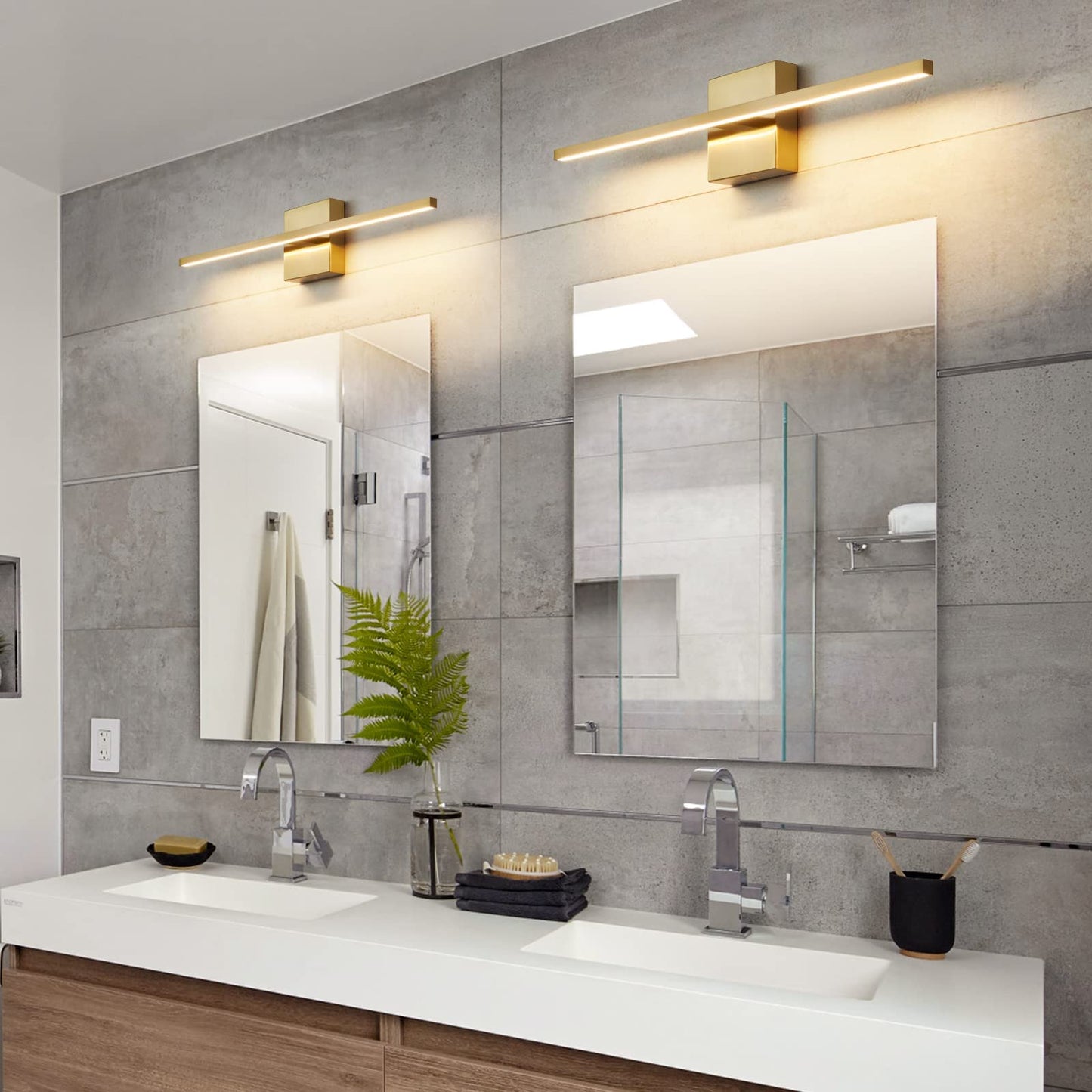 CCYCOL Gold Bathroom Light Fixtures Over Mirror 24 inch 18W LED Vanity Lights for Bathroom Modern Bath Sconces Wall Lighting 3500K Warm Light for Paintings