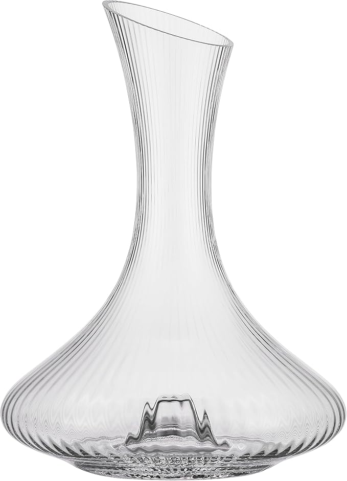 Wine Decanter with Aerator - 750ml Lead-Free Crystal Glass Red Wine Carafe, Hand Blown Vertical Stripe Design & Ergonomic Grip, Elegant Home Bar Decor for Wine Lovers, Wine Accessories (Gift Ready)