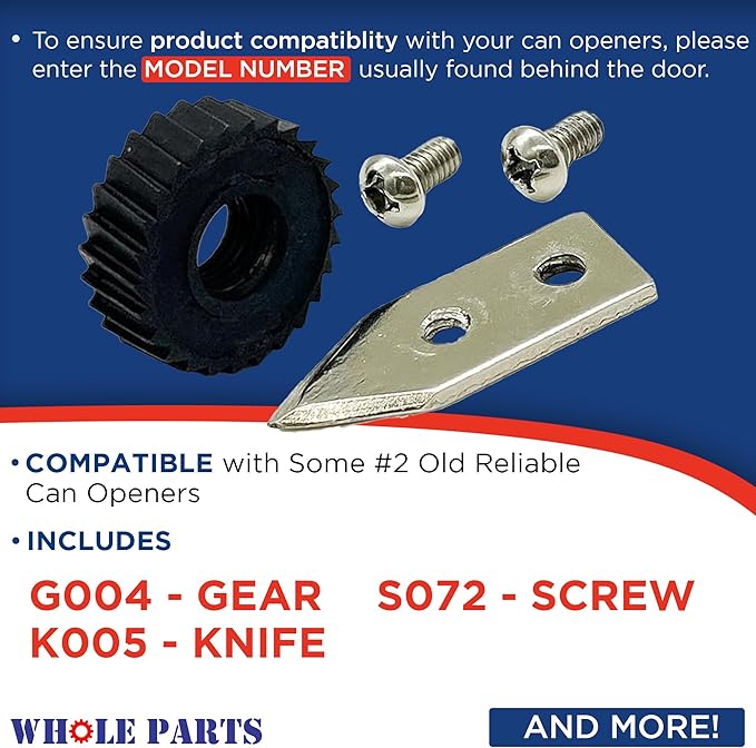 Whole Parts Knife and Gear Kit Part# KT1200 - Replacement & Compatible with Some #2 Old Reliable Can Openers