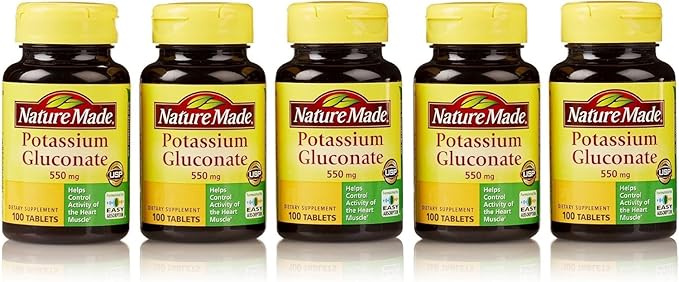 Nature Made Potassium Gluconate 550mg, 100 Tablets (Pack of 5)