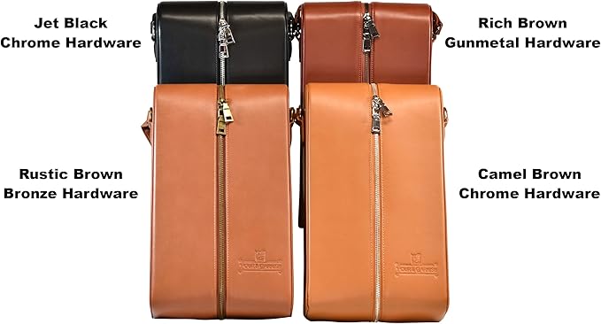 POUR & GARNISH Bourbon Whiskey & Wine Double Bottle Travel Bag with 4 Stainless Steel Double-Walled Vacuum Insulated Glasses - Makes a Great Gift!