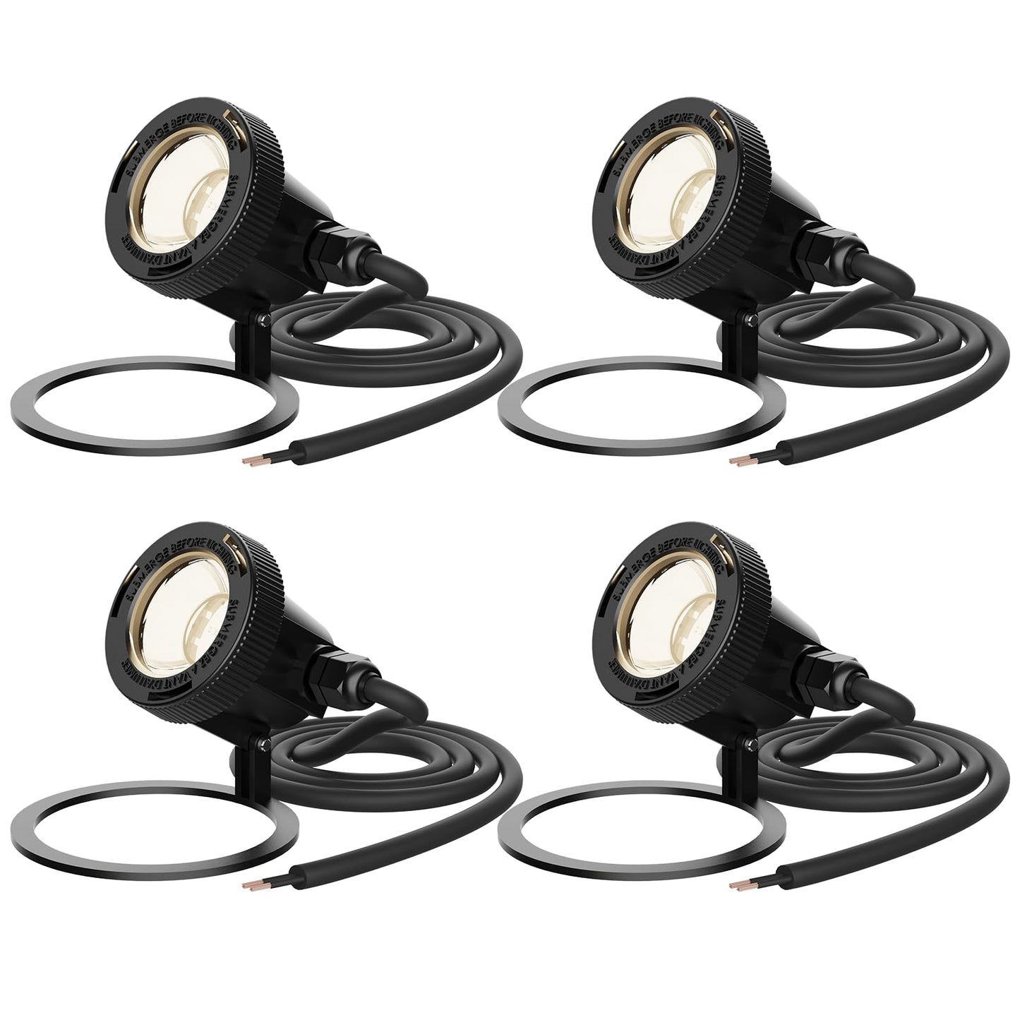 Malibu LED Pond Light 5.4W 12V AC Waterproof Black 4-Pack, 2900K Warm White, Model MALIBU 8401-3501