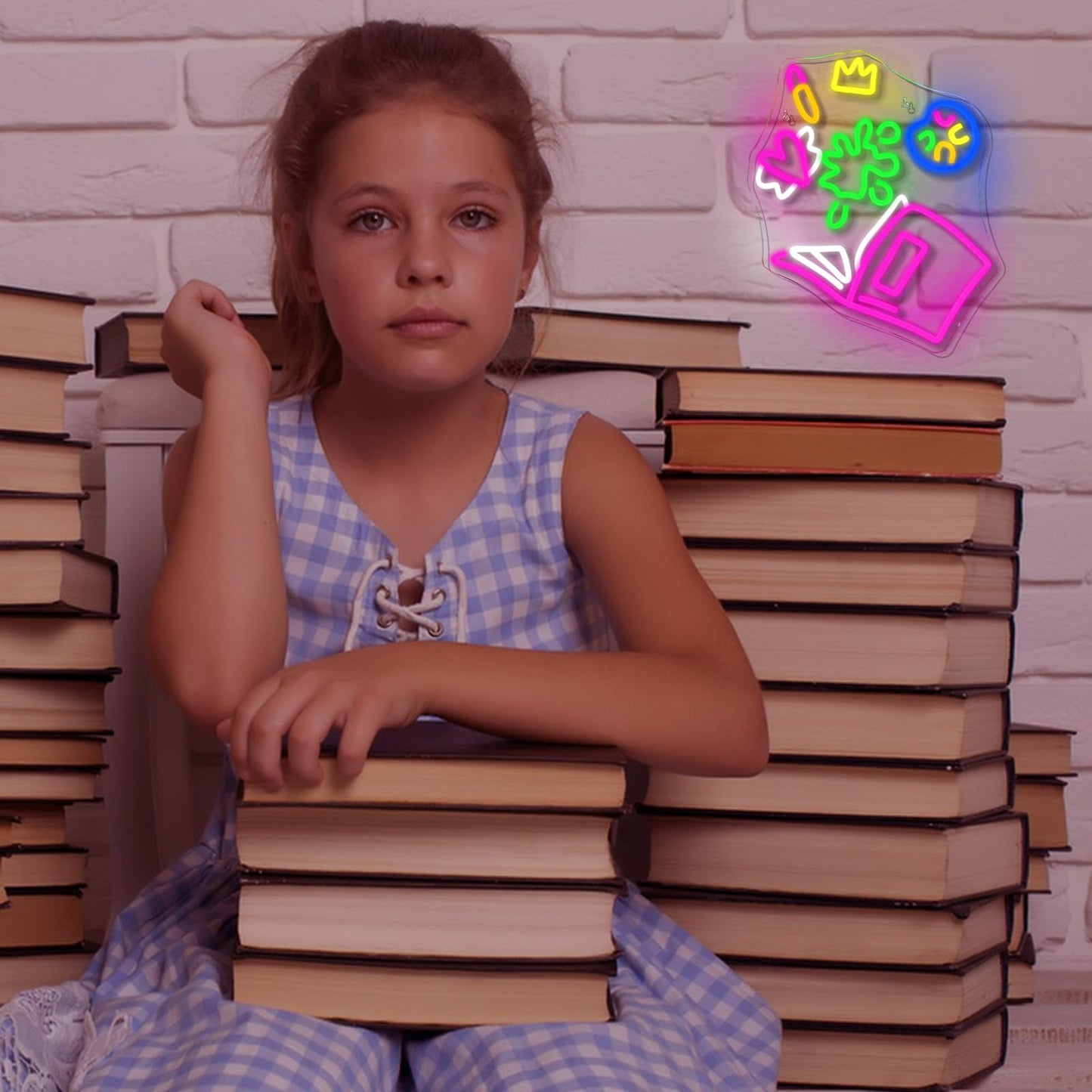 Magical Book Neon Sign  The Wonderful World Of Books Design  Usb Powered Dimmable  5V/2A  For Kids  Gift  Office  Bedroom  Reading Room  Kids Room  Classroom  Book Lover