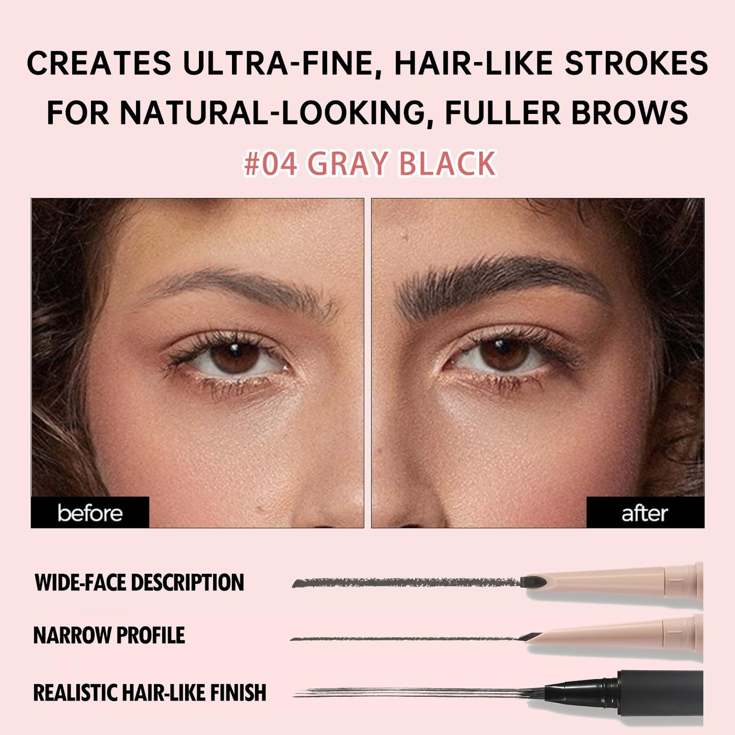 Microblading Eyebrow Pencil Kit-Angled Square Tip Liquid Eyebrow Pencil,Shaping and Filling Brow Definer Pen with Brush & Refill