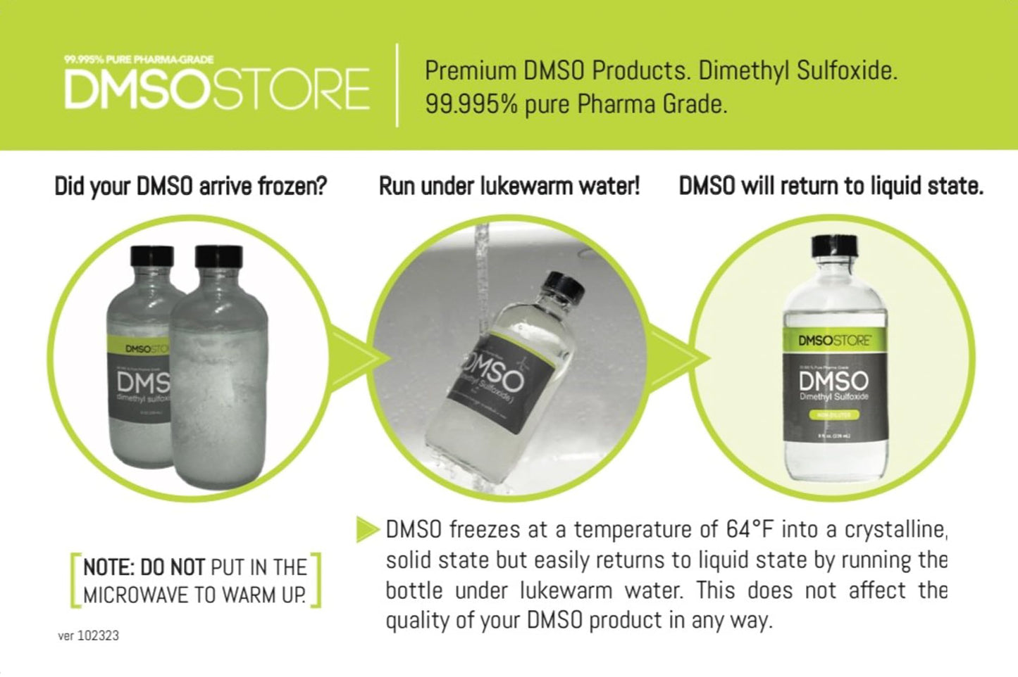DMSO 3 oz. Roll-on Non-diluted 99.995% Low Odor Pharma Grade Dimethyl Sulfoxide Liquid