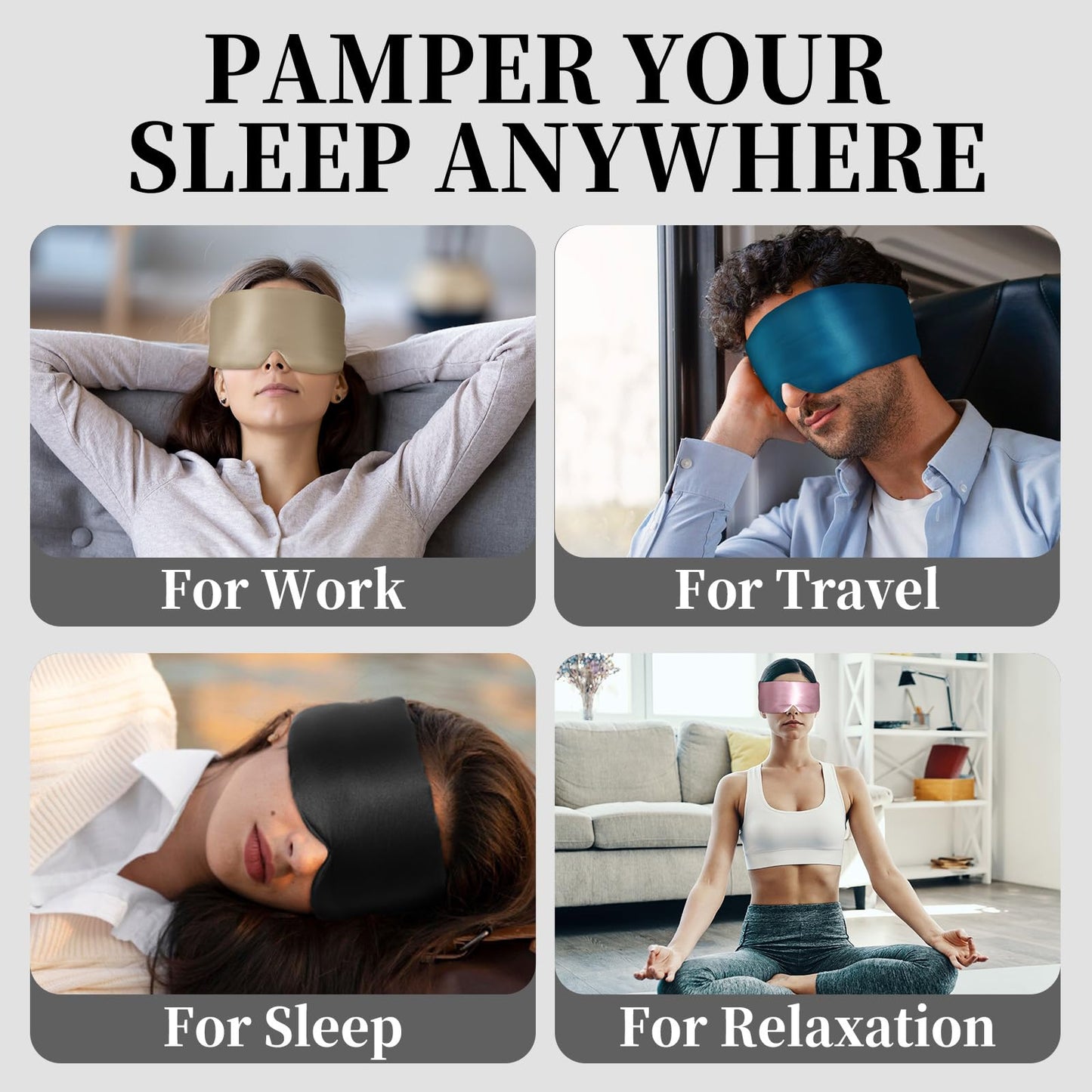 ATreebay 100% Mulberry Silk Sleep Mask, Large Eye Cover for Sleeping, Comfortable and Pressure-Free Sleeping Masks for Women Men, Completely Blackout (Light Plum)