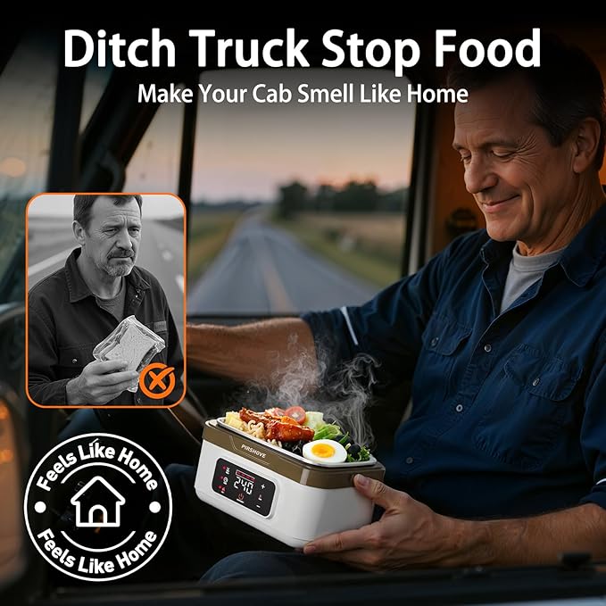 Electric Heated Lunch Box: Cordless 6.3-Cup Portable Food Warmer with 75W Fast Heating & Type-C, Leak Proof Stainless Steel Container for Truck Drivers, Office & Construction Workers, White