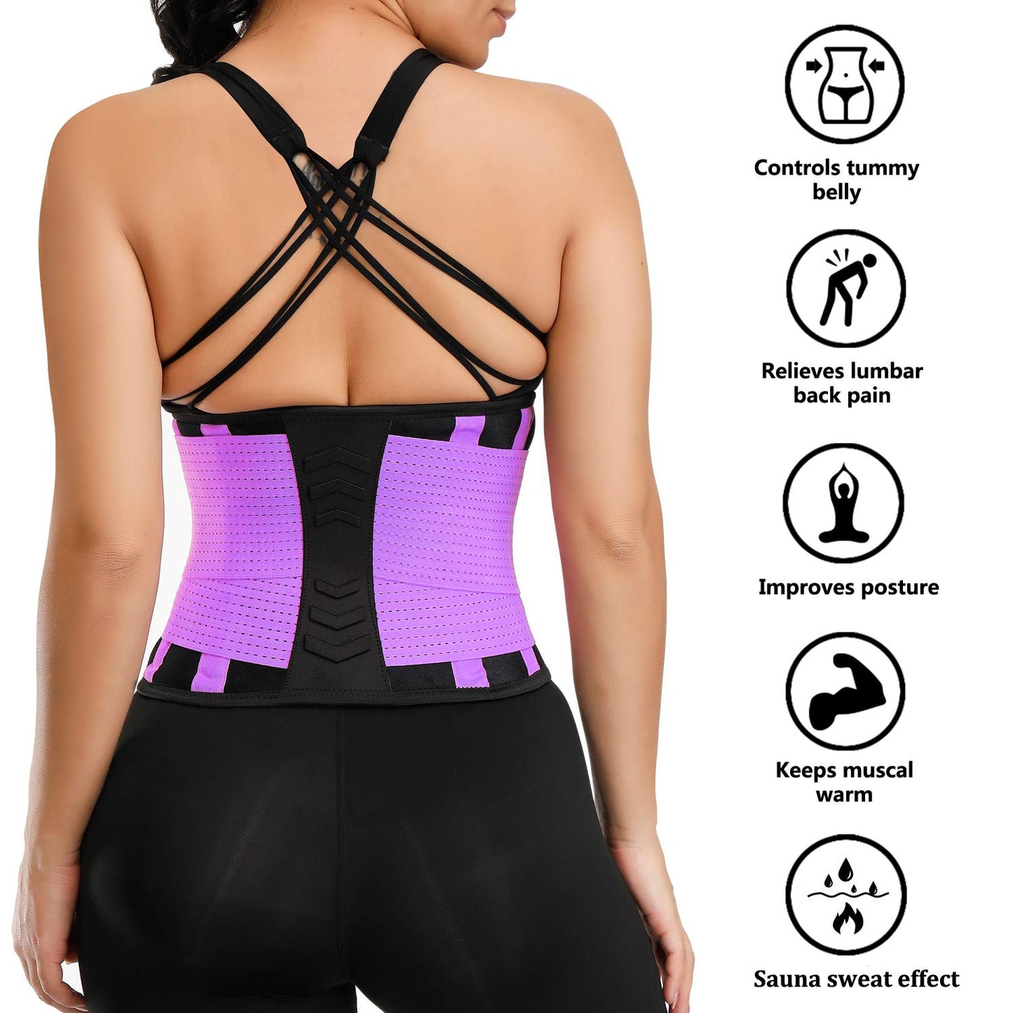 VENUZOR Waist Trainer Belt for Women - Waist Cincher Trimmer - Slimming Body Shaper Belt - Sport Girdle Belt (UP Graded)(Purple,M)