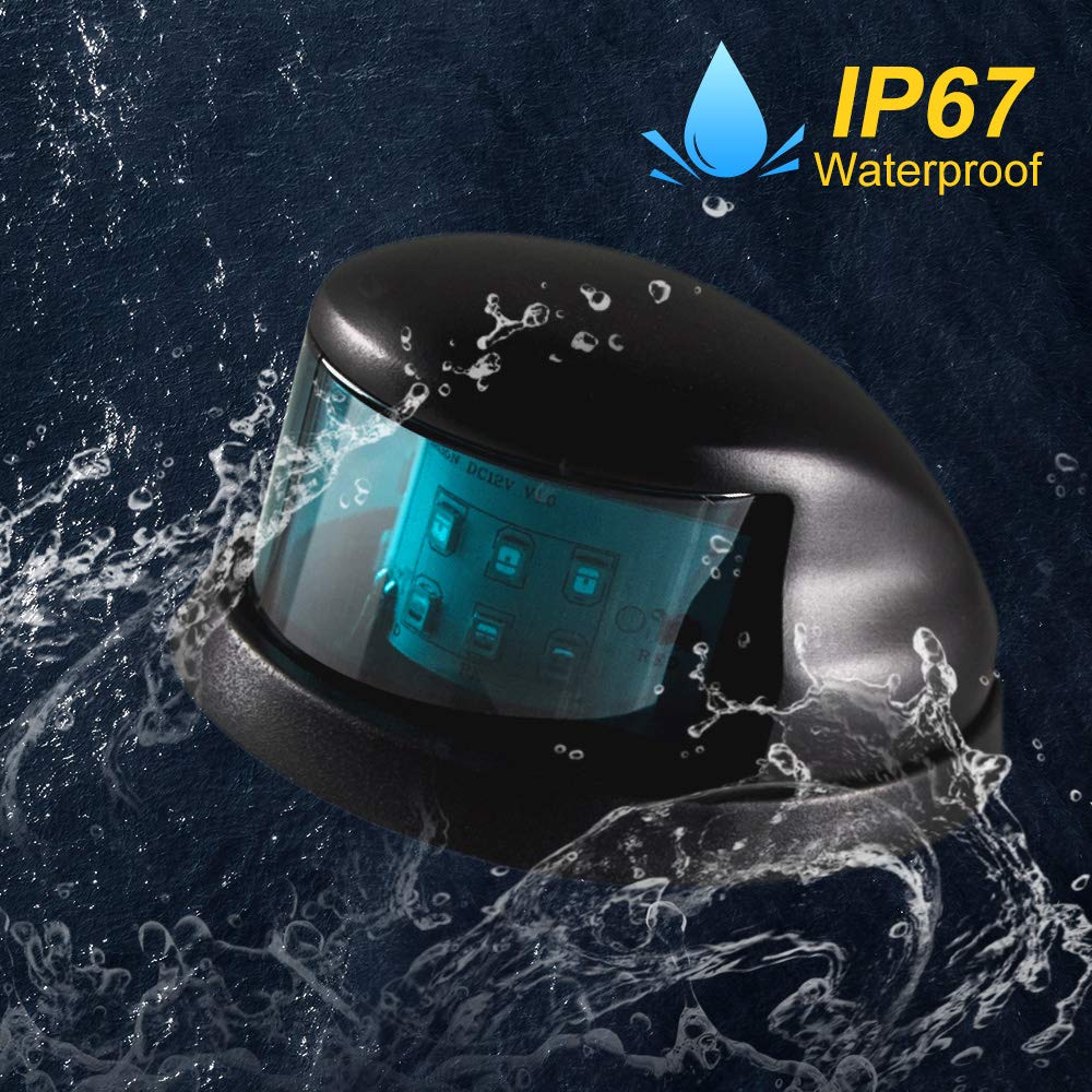Sebnux LED Boat Navigation Light - Red and Green Marine Bow Light for Pontoon and Small Boats, Model ACK001, Black Color