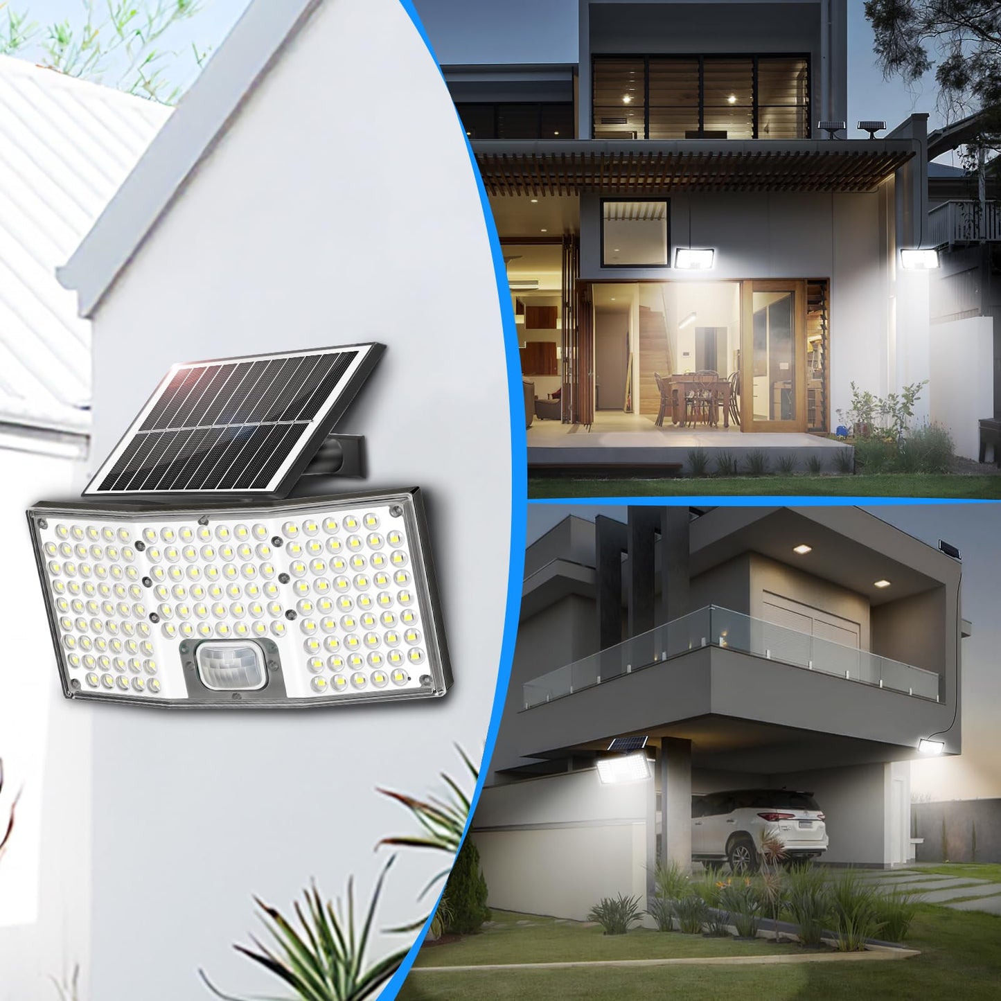 Tobusa 4-Pack Solar Flood Lights Outdoor Motion Sensor  4000Lm Led Solar Light With Remote  3 Modes  Waterproof Dusk To Dawn Solar Powered Security Lights  16.4Ft Cable Split Wall Lighting For Yard