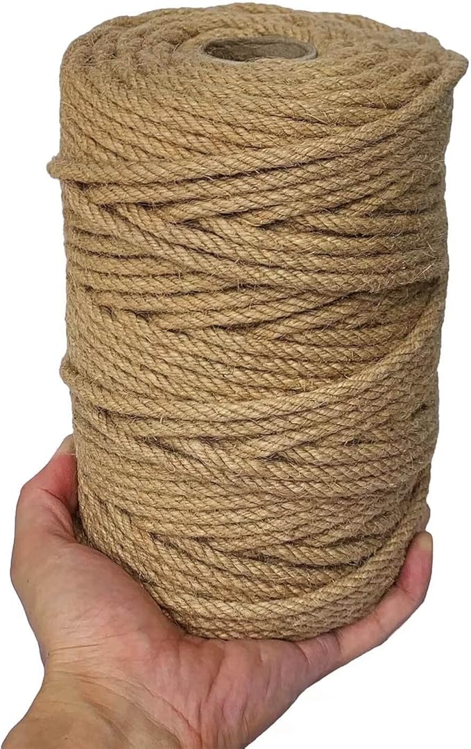 ILIKEEC 328 Feet Jute Rope, 6mm 4-Ply Thick Jute Twine String for Floristry, DIY Arts Crafts, Gardening Bundling and Cat S...