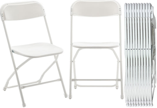 BTEXPERT Set of 20 Pack, Indoor Outdoor White Plastic Folding Chairs Stacking Steel Frame Commercial 650LB Weight Capacity Seating Home Garden Wedding Event Party Picnic Dining Church School Portable