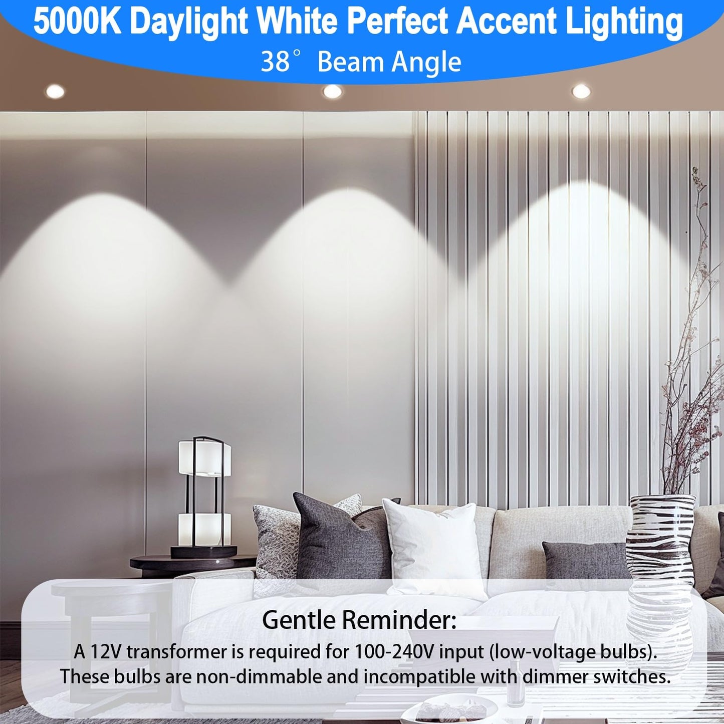 Qqlxst Mr16 Led Bulbs 50W Halogen Equivalent  5000K Daylight White  5W Mr16 Gu5.3 Bi-Pin Base 12V Low Voltage Spotlight Bulb For Landscape Spotlight Track Recessed Lighting  Non-Dimmable  12-Pack