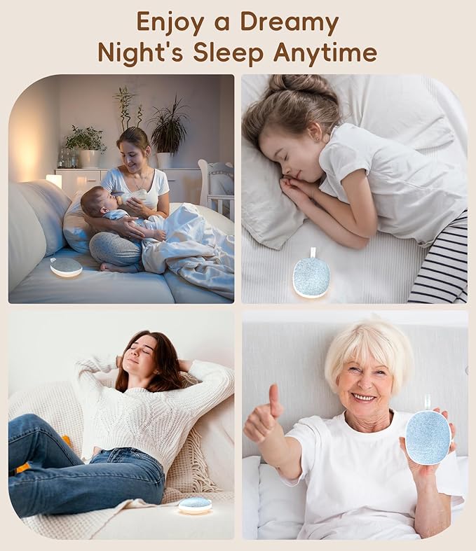 Portable White Noise Sound Machine: Baby Sleep Soother, Bluetooth Speaker, Rechargeable Battery, 4-Speed Timer, 6 Soothing Sounds Adult Therapy Aid for Trave (Purple, Portable)