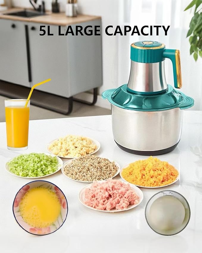 5L Electric Meat Grinder, Stainless Steel Dough Machine, 500w Powerful Food Processing Machine, Used For Dough Mixing, Onion, Meat, Nuts, Fruits, Garlic And Vegetables