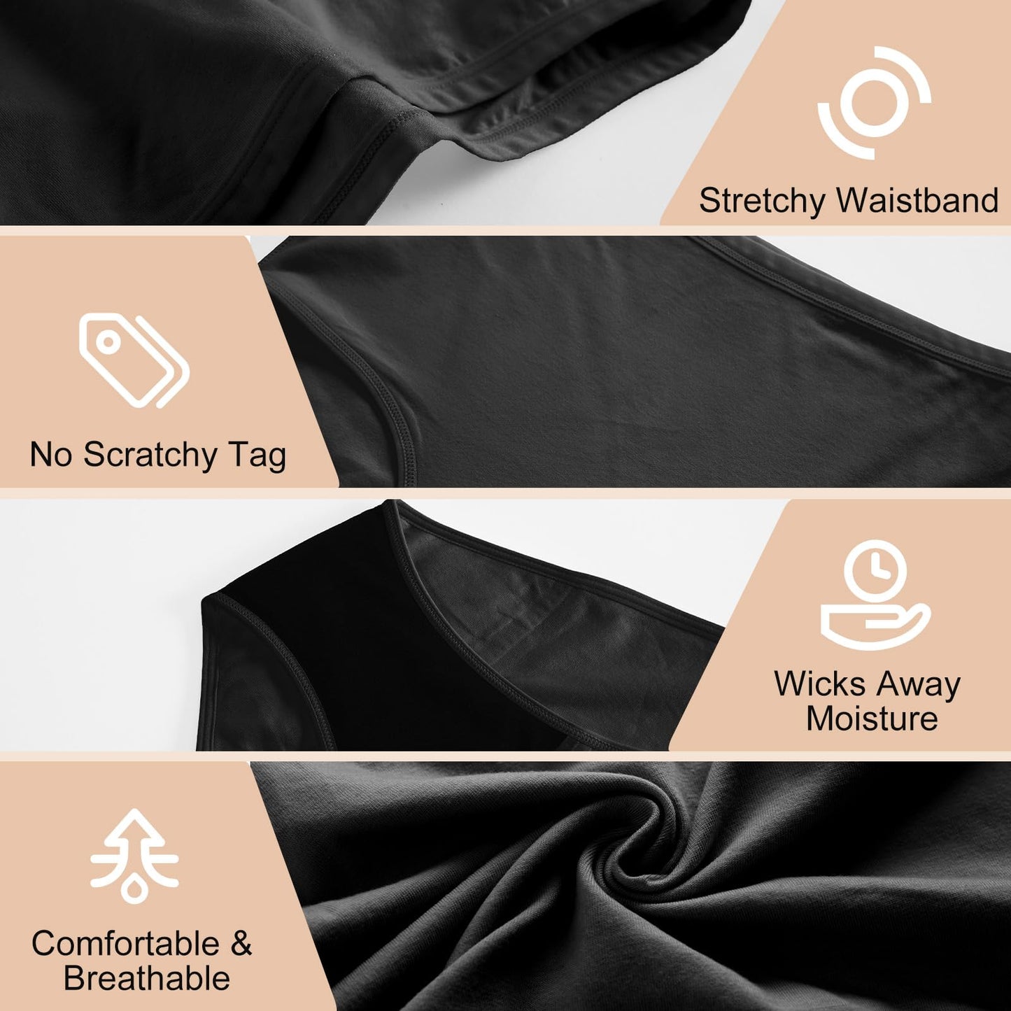 Tawyisi Incontinence Underwear for Women,6 Layer High Absorbency Leak Proof Period Underwear,High Waist Ladies Washable Incontinence Briefs, Postpartum, Bladder Control,3-Pack XL