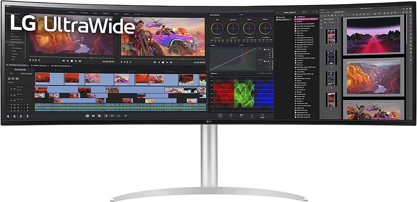 LG 49WQ95C-W 49" Curved UltraWide DQHD Monitor, Nano IPS, G-SYNC, FreeSync, HDMI 2.1, USB-C, Adjustable,