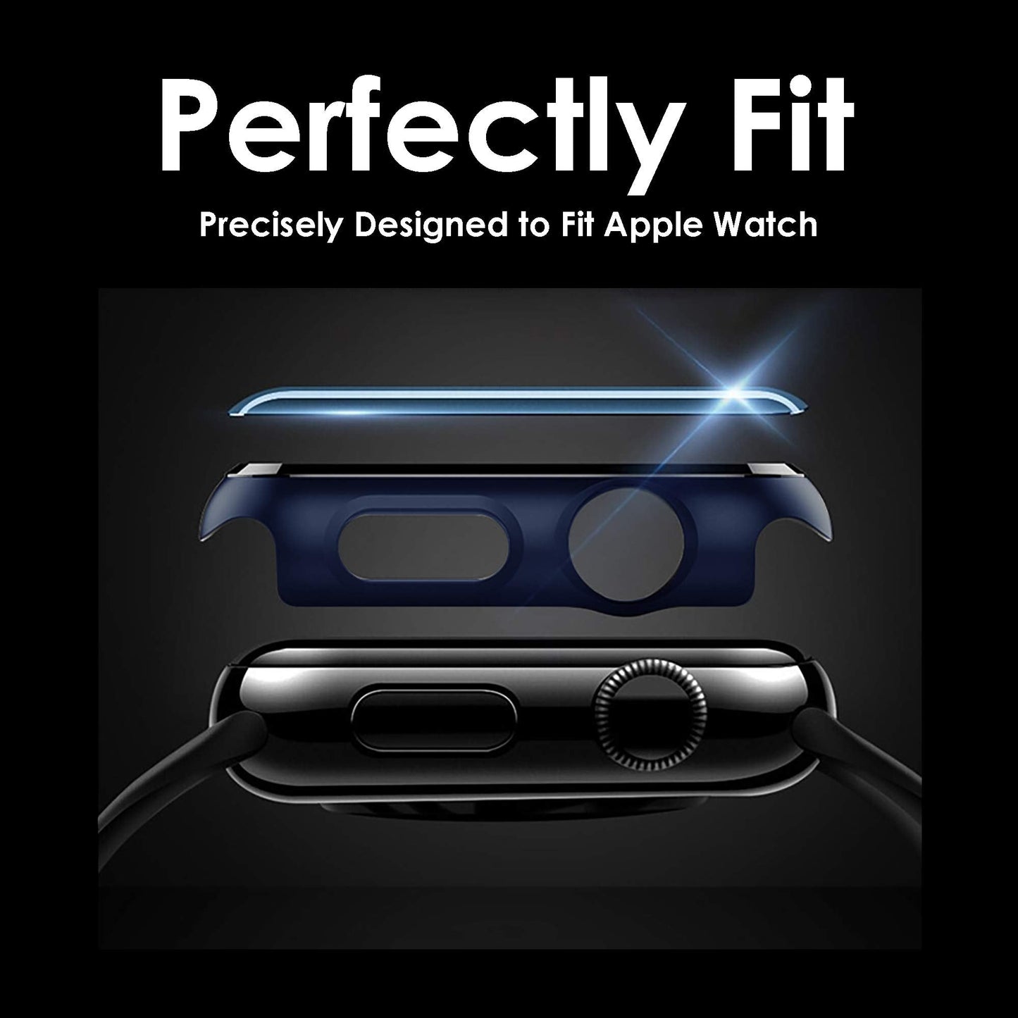 Pokanic [2 Pack Compatible With Apple Watch Se 6 5 4 Series Iwatch 9H Tempered Glass Case Full Screen Protector Cover Scratch (M