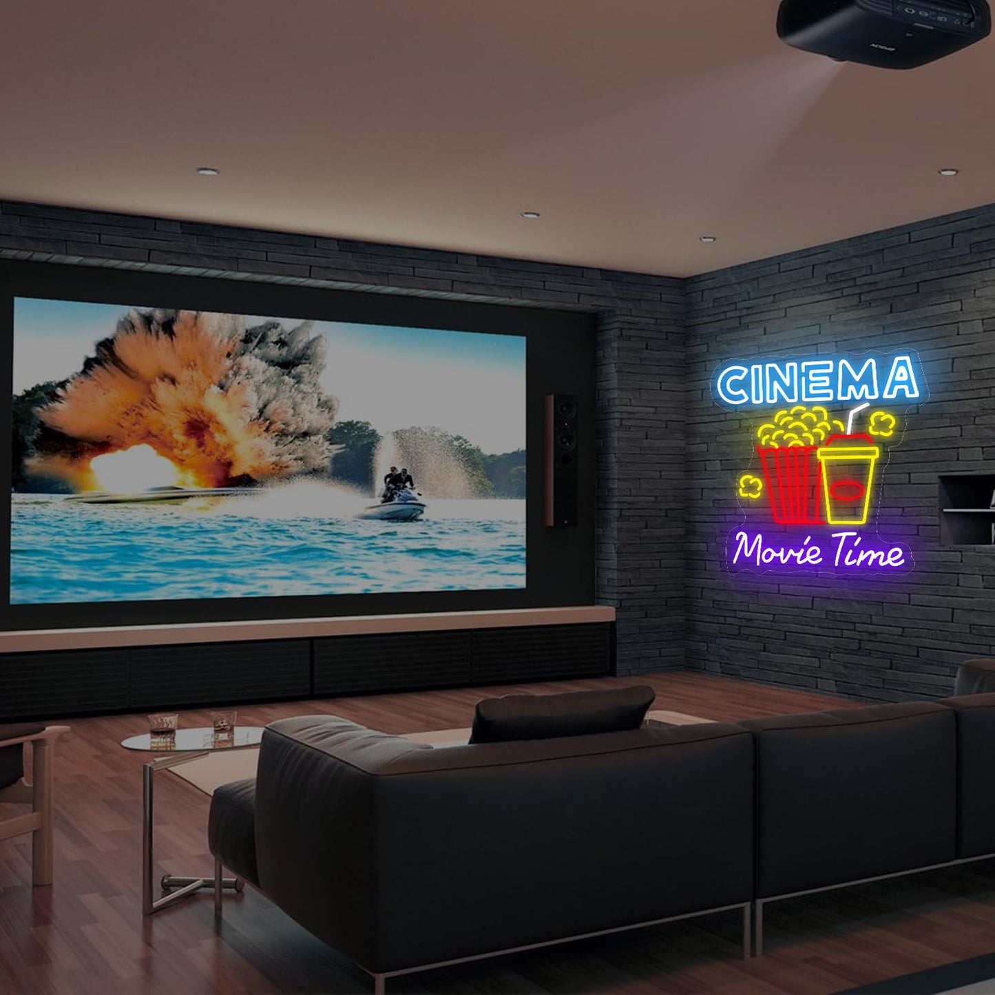 Cinema Movie Time Neon Sign  Movie Theater Led Light  Popcorn Neon Decor  Home Theater Popcorn Led Sign  Home Room Decor Lighting  Snack Bar Decoration Gift  Man Cave Party Birthday