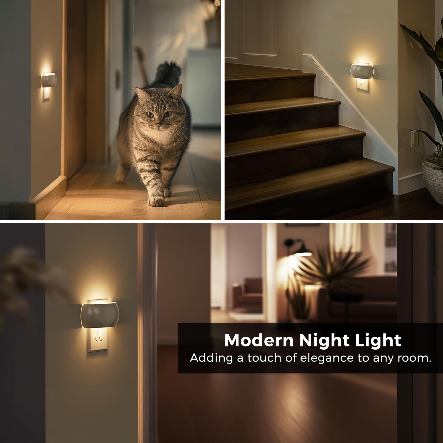 L LOHAS LED Night Light, Backlit Soft White, Dusk to Dawn Sensor, 0-100LM Dimmable, 2 Pack, Model A-GY-157-02-US-