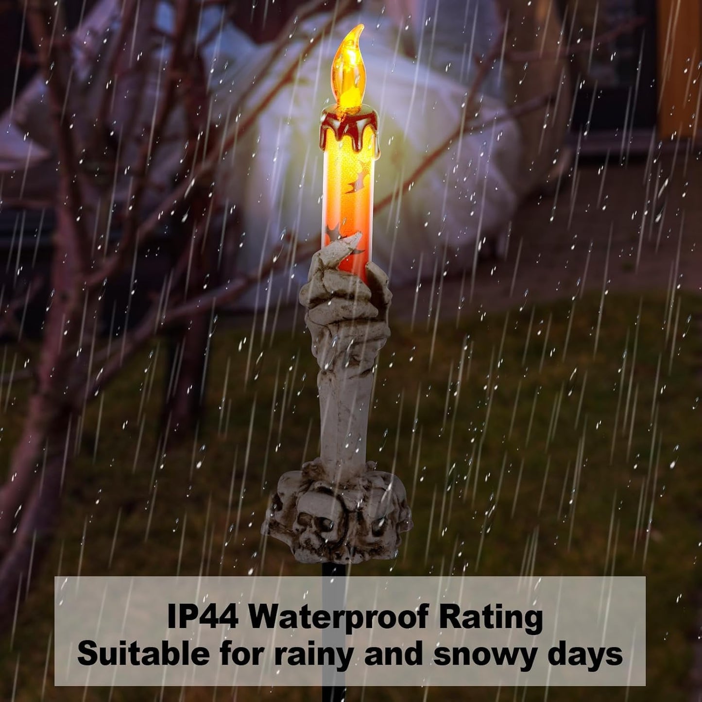 ILLUMINEW Halloween Pathway Lights, 10 Pack Skull Hand Candle Holders, Solar Powered LED Decor, White