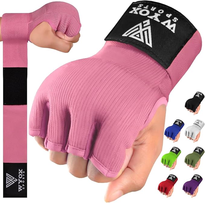 WYOX Gel Boxing Hand Wraps Inner Gloves for Men & Women – 80cm Quick Wrist Strap, Padded Knuckle Support, Fingerless MMA M...