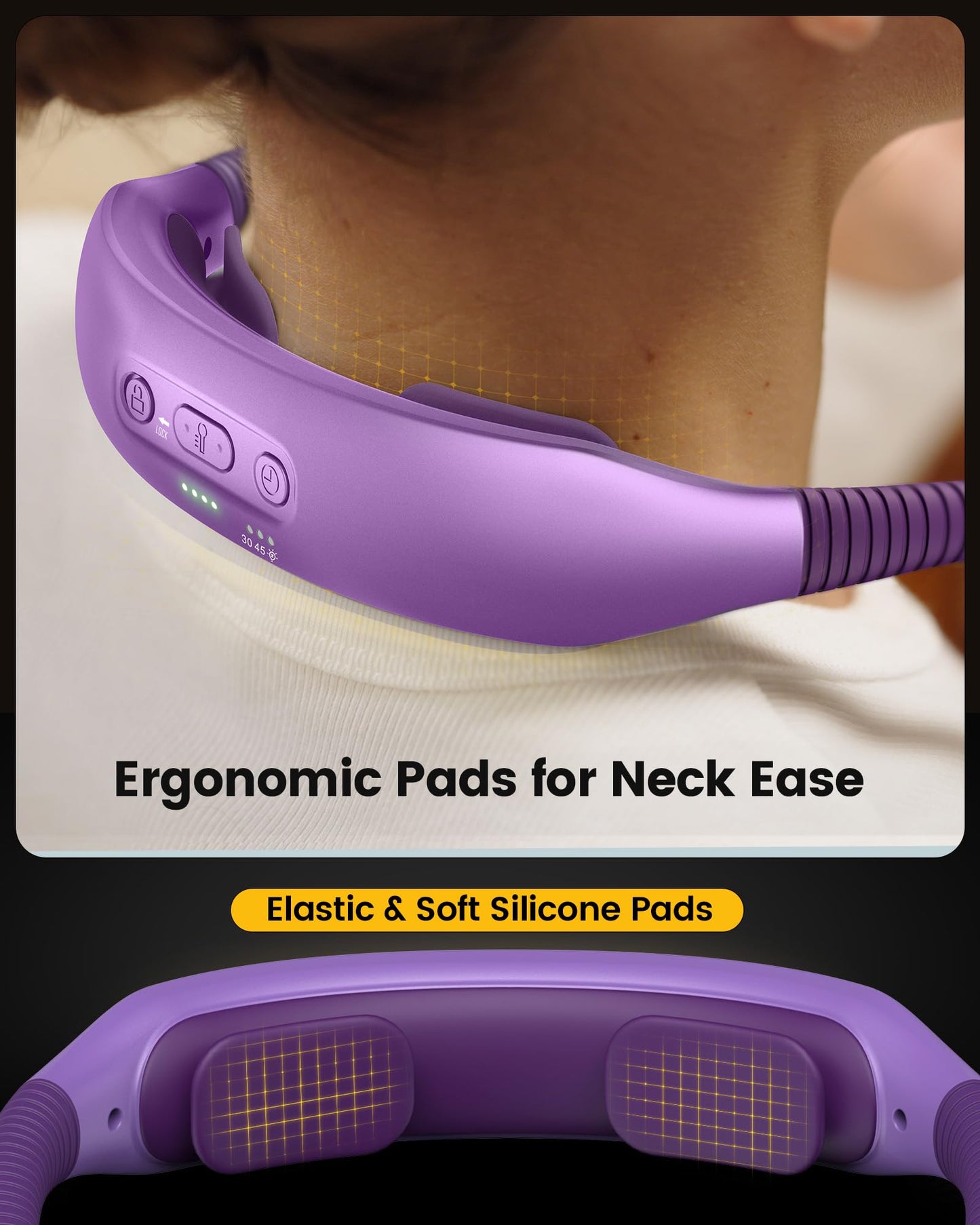 Glocusent Ergonomic Reading Light, 1600mAh Rechargeable Book Light for 100 Hrs - 3 Colors & 5 Brightness, Neck Light with Timers, Sleep Aid & Travel Lock, Perfect for Reading, Knitting & Craft