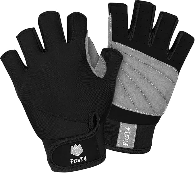 FitsT4 Sports Half Finger Padded Palm Gloves for Diving, Sailing, Jet Skiing, Stand-UP Boarding, Kayaking and Water Skiin...
