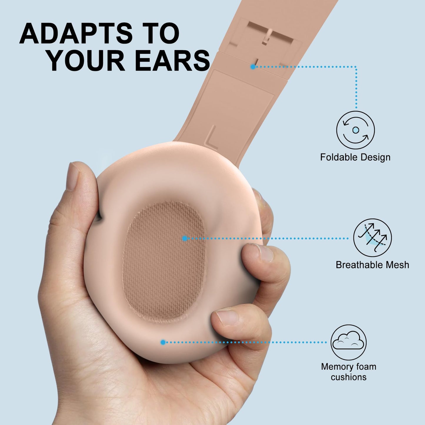 Fisher Active Noise Cancelling Headphones, Over Ear Wireless Bluetooth 5.3 w Microphone, Lightweight Comfortable Headset for Home Travel, 16H Playtime, Rechargeable, Hi-Res Sound Audio, Deep Bass