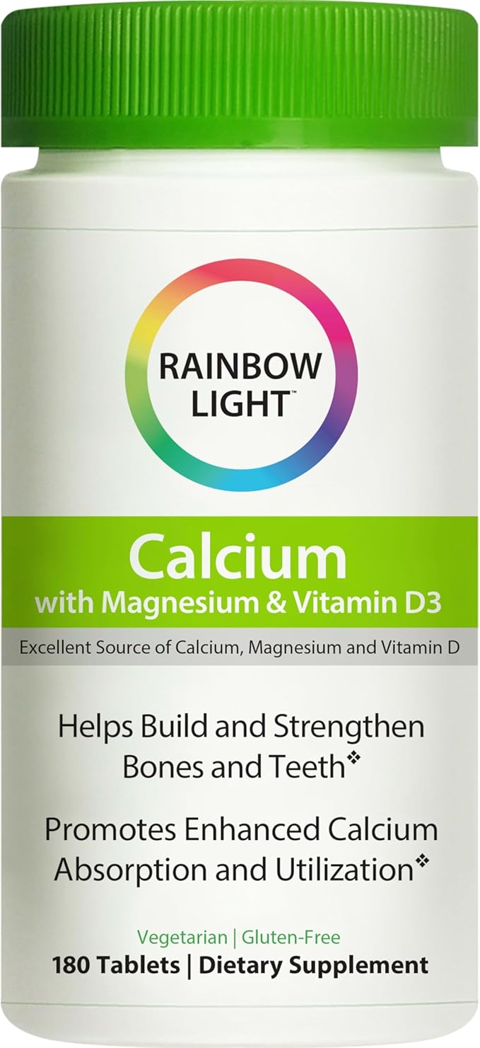 Rainbow Light Calcium With Magnesium and Vitamin D3 Tablets, Dietary Supplement Provides Bone Health and Teeth Support, With Calcium, Magnesium and Vitamin D, Vegetarian and Gluten Free, 180 Count
