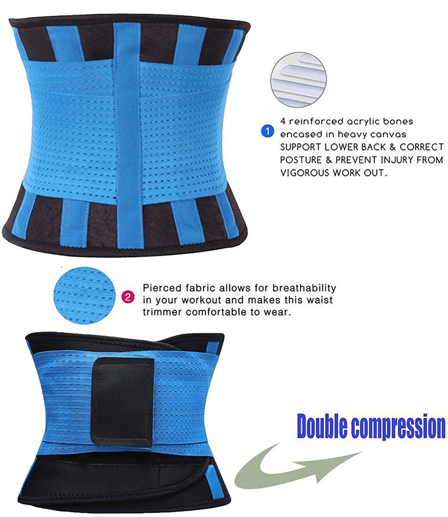 VENUZOR Waist Trainer Belt for Women - Waist Cincher Trimmer - Slimming Body Shaper Belt - Sport Girdle Belt (UP Graded)(Blue,Large)