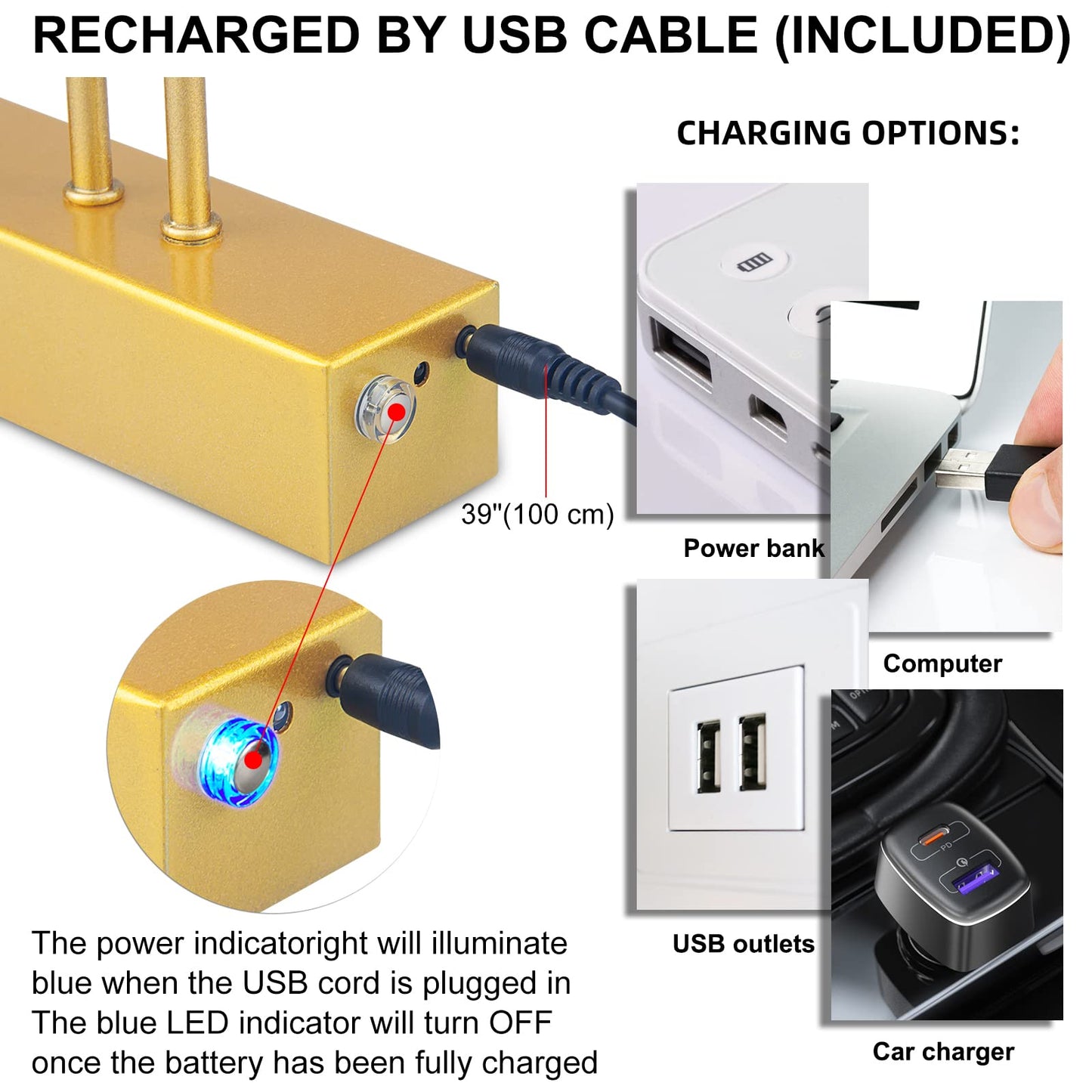 Funchday 20 Battery Picture Light - Wireless Remote, Dimmable, Metal Art Light In Gold, Model Fc70182 For Artwork Display