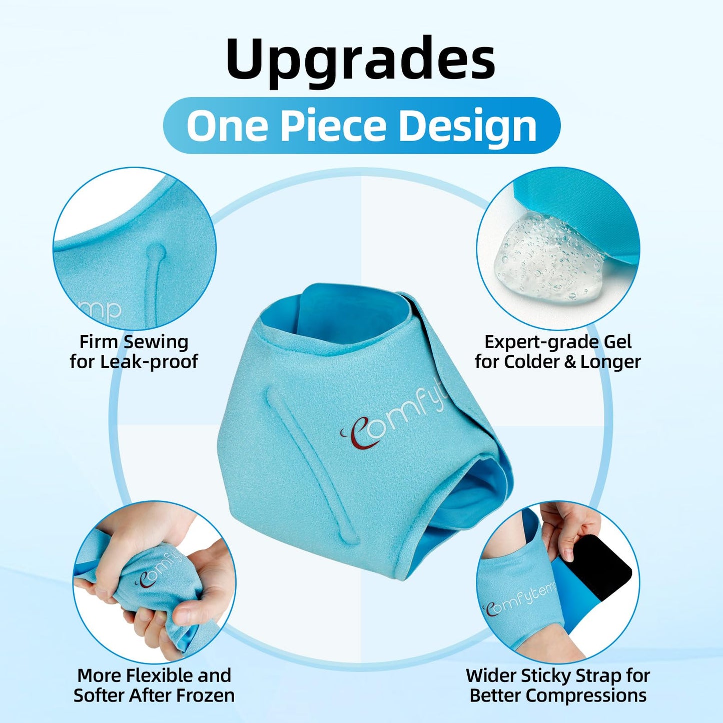 Comfytemp Ankle Ice Pack Wrap for Swelling, Plantar Fasciitis, Foot Pain Relief, FSA Eligible HSA, Gel Pack for Injuries Reusable, Hot Cold Compress for Achilles Tendonitis, Sprain Ankles, Gift, 2 Pcs