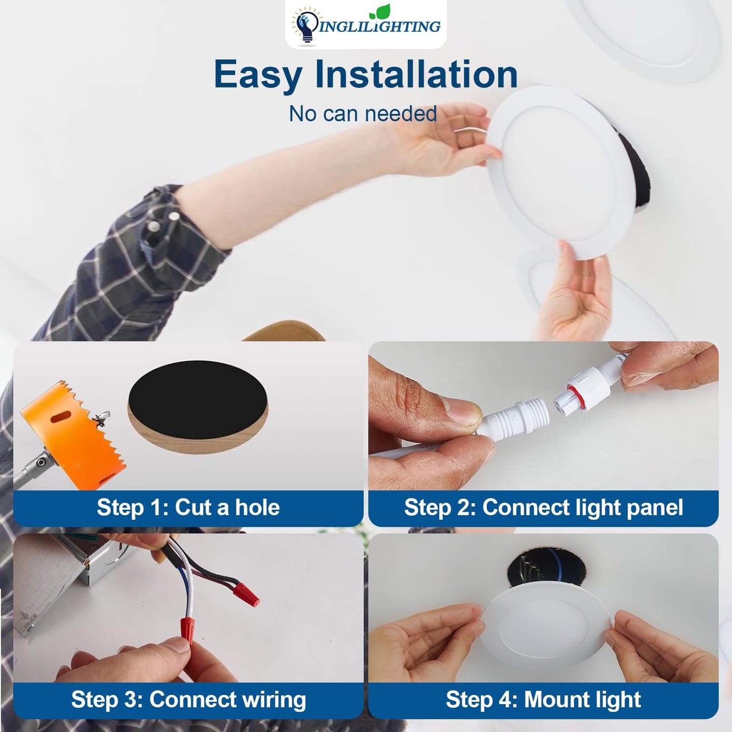 Dllt Led Recessed Ceiling Light: 24 Pack 6 Inch Slim Recessed Lighting For Kitchen - 5Cct Dimmable Canless Wafer Downlight For Living Room - 725Lm Brightness 12W 120V Can Lights For Bedroom Etl Fcc