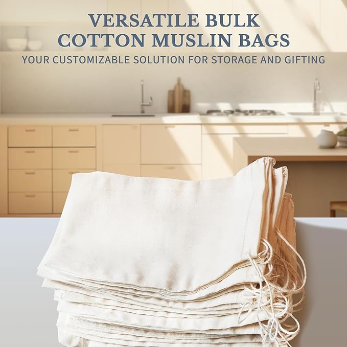 Celestial Gifts Muslin Bags - Drawstring Bags Small 25pcs - 2.75x3.75, Reusable Tea Bags, Jewelry Gift, Spice and Cotton Gift Sachet Bags - 100% Cotton - Made in USA - (Natural Hem & Drawstring)
