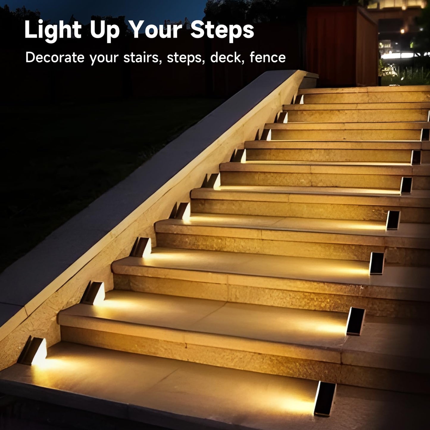 CIYOYO Solar Step Lights, 8 Pack Outdoor Waterproof, Warm White/7 RGB Colors, PEX Material, Model BZ01