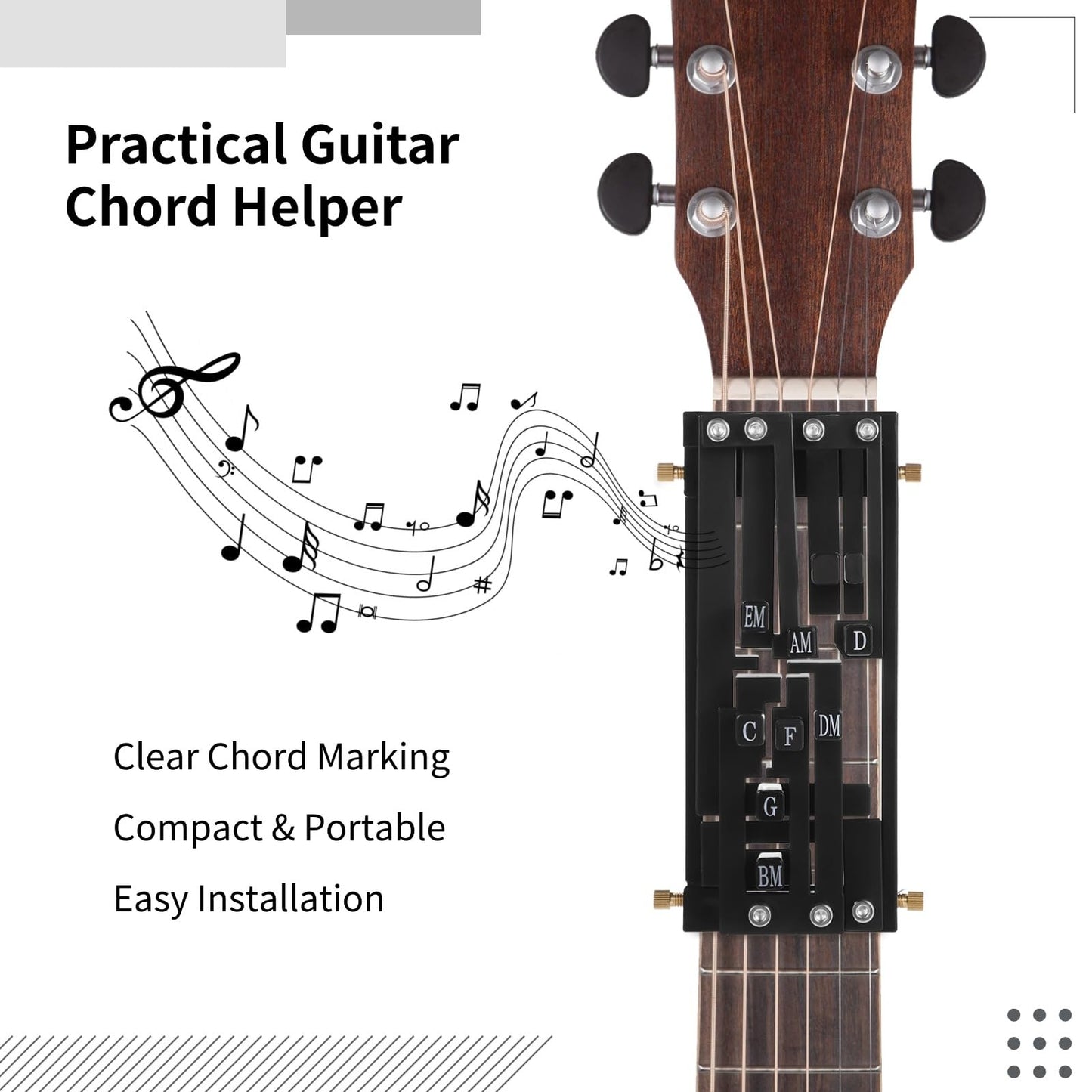 Guitar Chord Presser, Pocket Guitar Chord Practice Tool, Chord Helper For Beginners, Portable Chord Trainer For Acoustic Guitar,