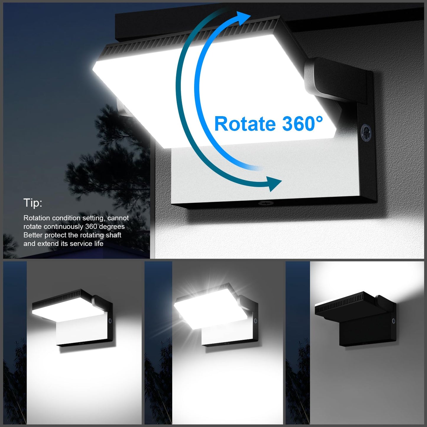 Biritalo Modern Sleek Led Flood Light  360 Rotatable 120W Commercial Wall Pack With Dusk To Dawn  14200Lm 5000K Waterproof Outdoor Lighting For Yard  Driveway  Car Lot  Building