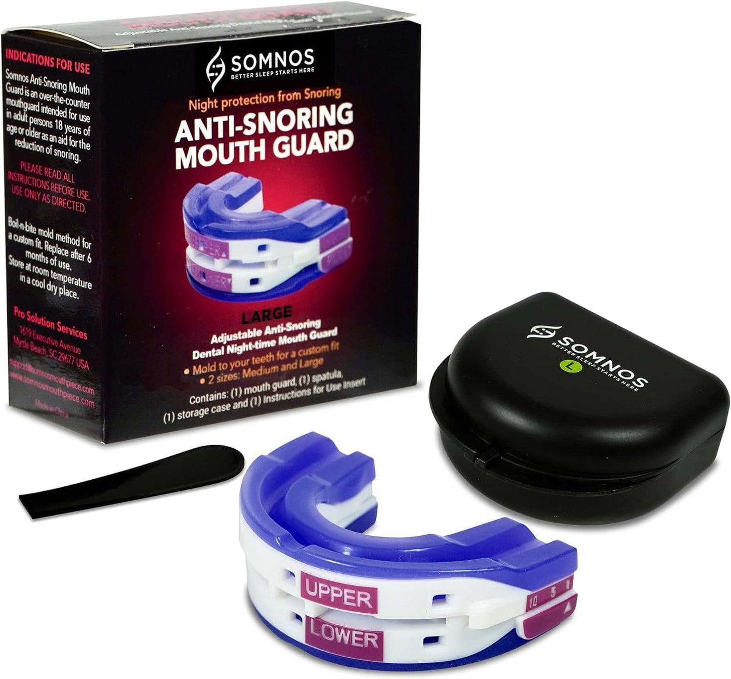 Somnos Anti Snore Mouthguard - Adjustable Sleep Mouth Guard for Snoring - Lightweight, Comfortable, and Effective for Reducing Snoring - Better Sleep Starts Here™ - Large Size …