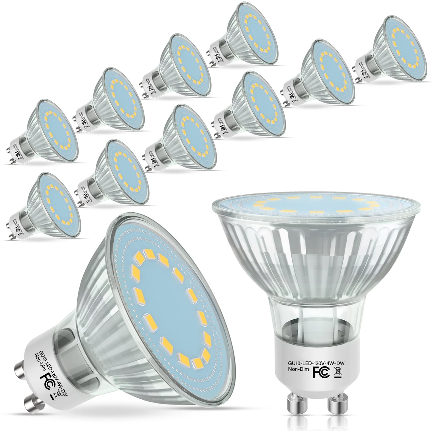 Gu10 Led Light Bulbs  50 Watt Halogen Equivalent  4000K Natural White Gu10 Bulb Replacement For Track&Recessed Lighting  4W 450 Lumens Led Bulbs For Kitchen  Range Hood  Living Room  12-Packs