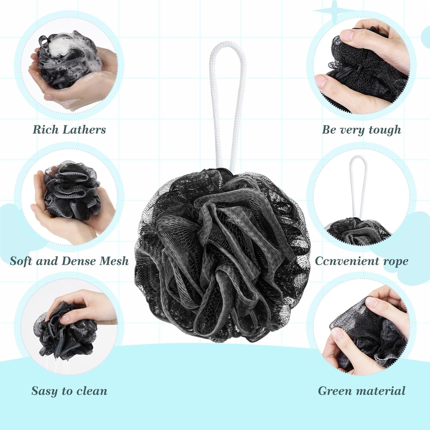 Sunnyray 100 Pcs Loofahs Bulk Bath Sponge Shower Luffas Exfoliating Body Scrubber Packs Soft Mesh Loofahs Balls Travel Cleaning