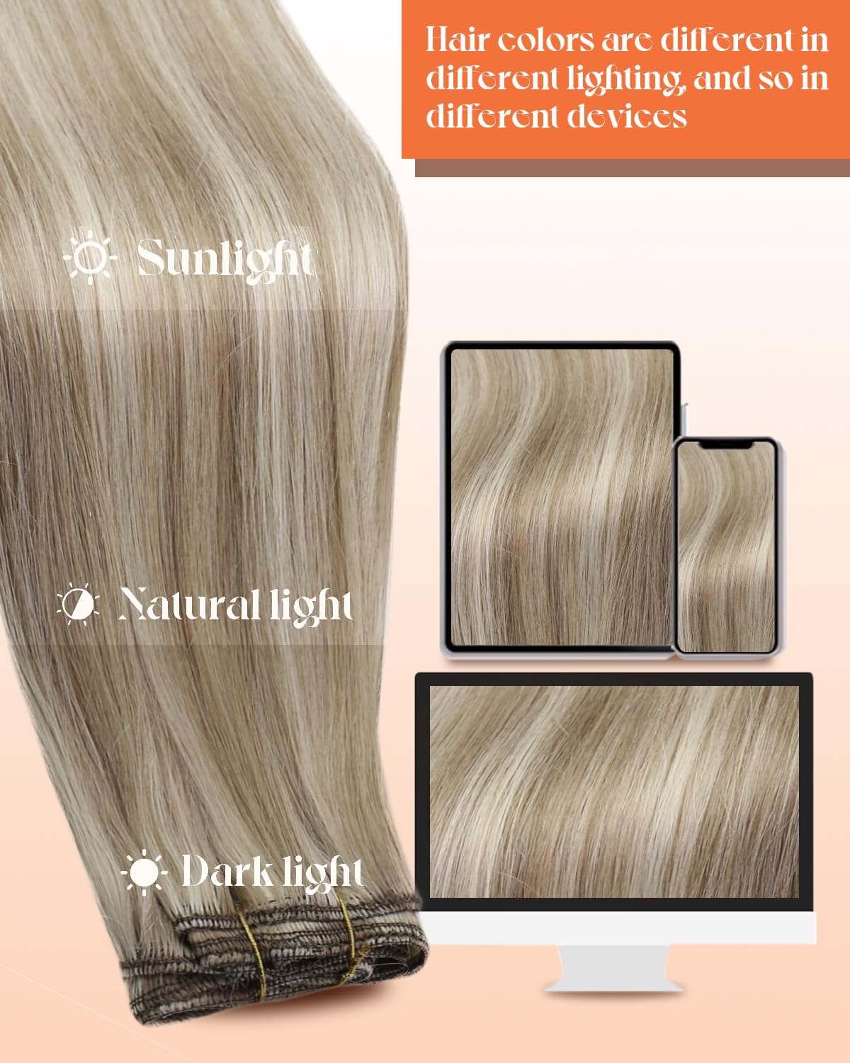Sunny Hair Sew in Hair Extensions Real Human Hair Highlight Weft Hair Extensions Light Brown Mix Platinum Blonde Sew in Bundles