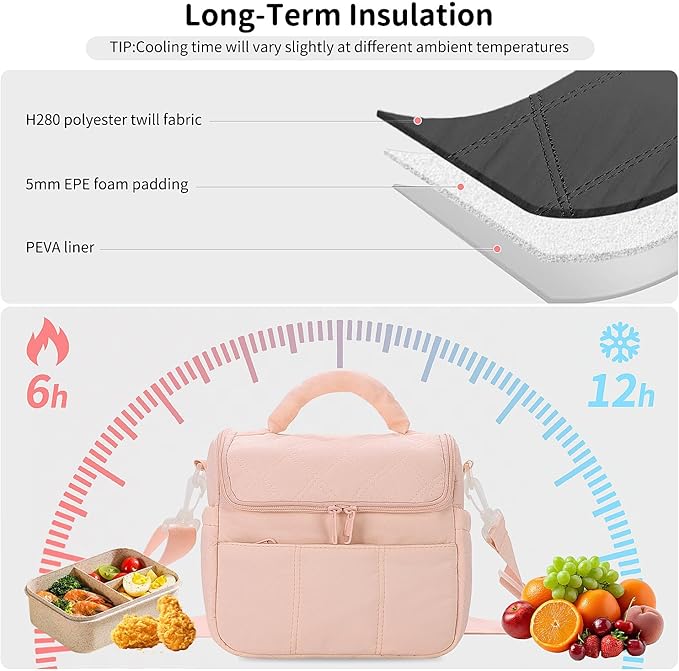 Lunch Bag Women (Pink, Medium(normal))