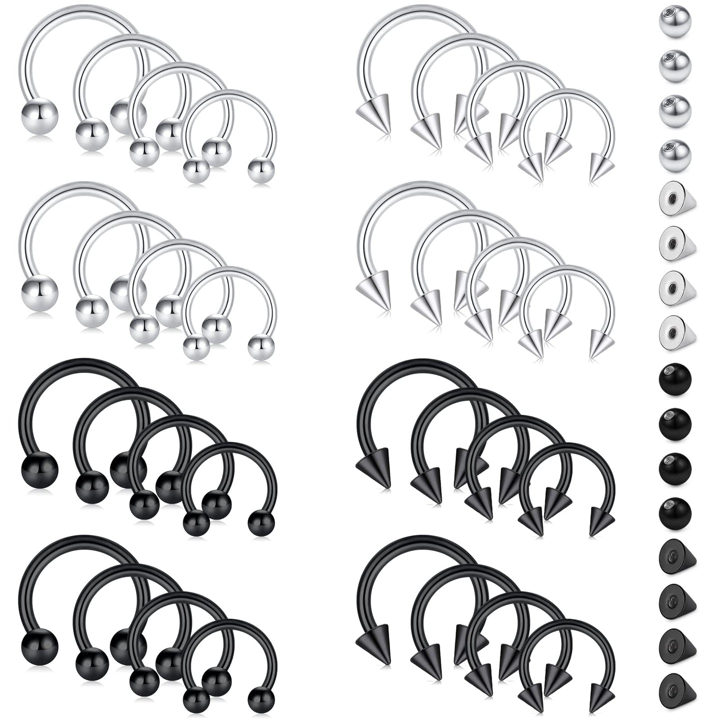 D.Bella 14G Horseshoe Rings Surgical Steel Nose Septum Horseshoe Hoop Earring Eyebrow Tragus Lip Rings Daith Helix Piercing Jewe