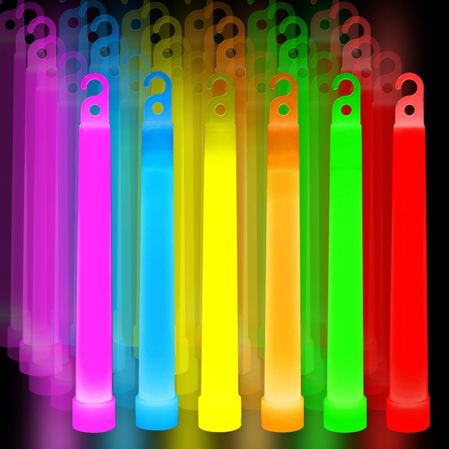 Pca 96 Pcs enhanced Neon Glow Sticks With Pe String  Ultra Bright Multicolor  6 Inch Emergency Light Sticks For Blackout Or Storm Ready Use Waterproof  Non-Toxic  Duration Lighting