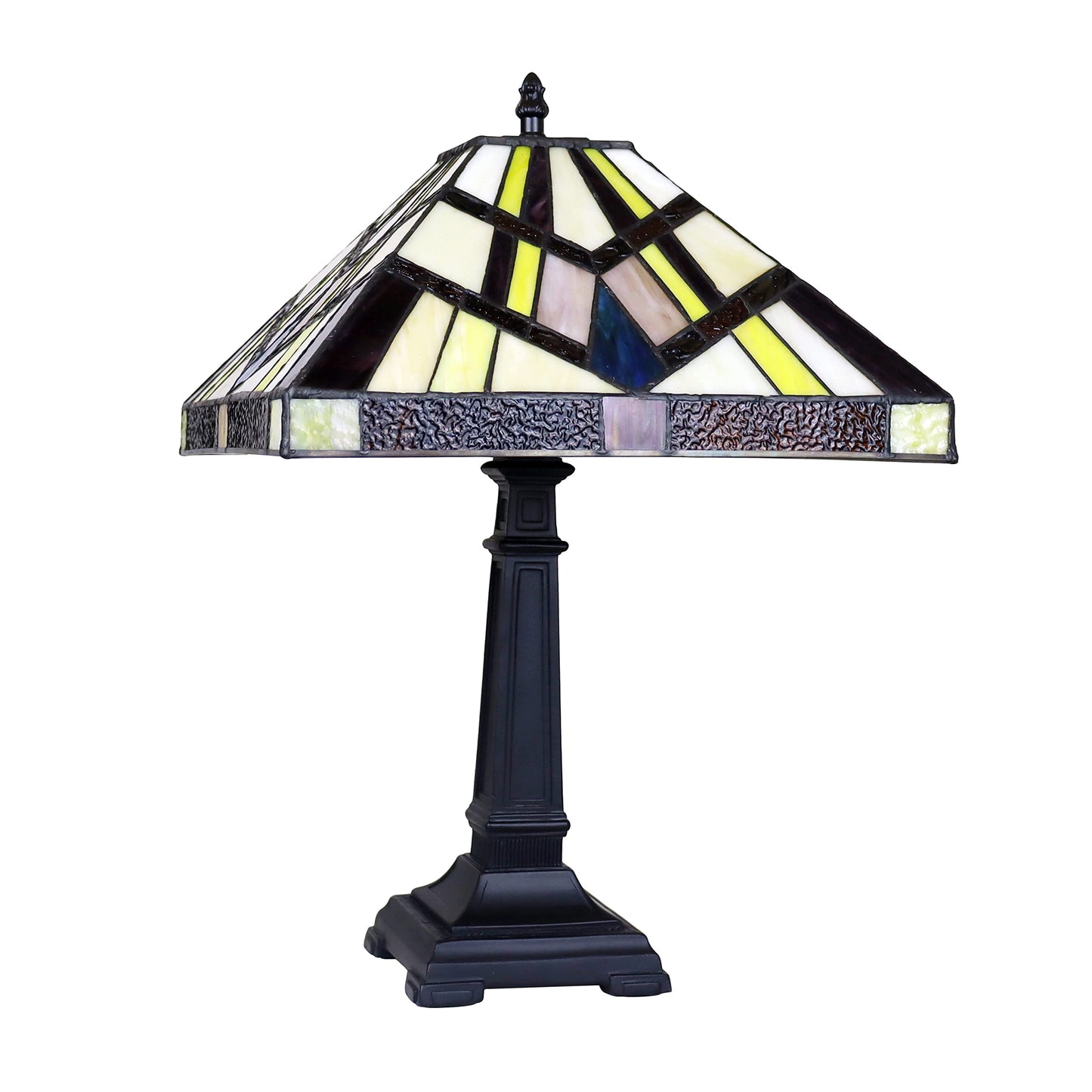 Chloe Lighting Table Lamp Vincent Mission Tiffany-Style 1 Light 12in Wide Blackish Bronze Multicolor Glass Model CH3T523BM12-TL1