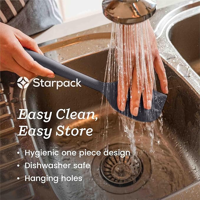Starpack 'The All Rounder' Premium Silicone Spoonula - Upto 600F Heat Resistant Non Stick Grey 10" Silicone Spoonula Spatula for Cooking - LFGB Grade, Dishwasher Safe Kitchen Spoon Spatulas