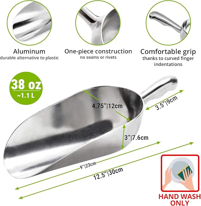 CUSINIUM 38 oz Aluminum Ice Scoop with Holder