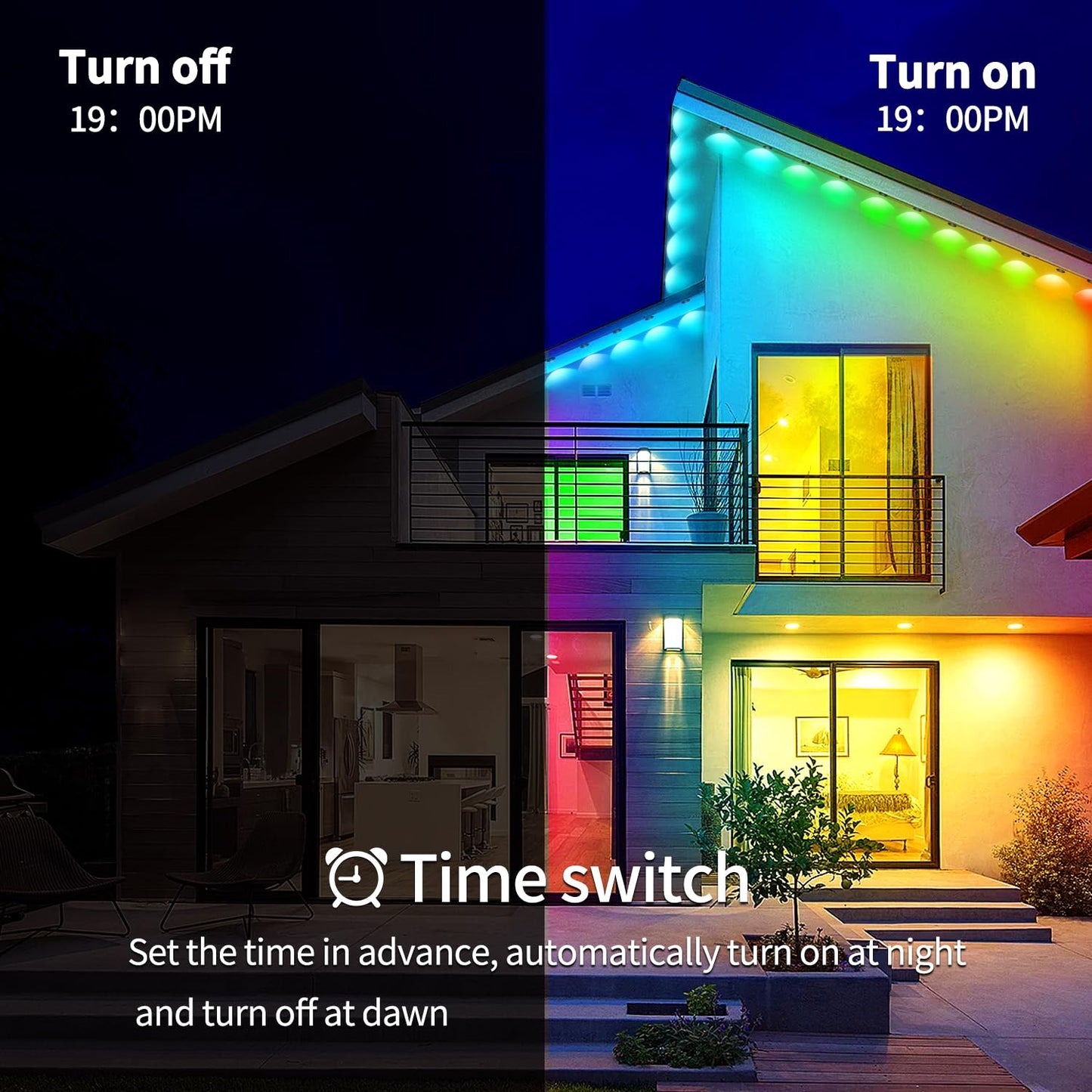 Yocrostar 400Ft Permanent Outdoor Lights Rgb Eaves Lights Diy Scene Modes Ip67 Waterproof Outside Under Eave Lighting Smart Christmas Light For Outdoor Decor Garden Decor House Party(Two 200Ft Rolls)